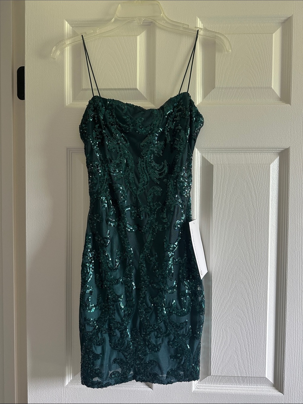Lovely Day Emerald Green Sequin Spaghetti-Strap Mini Dress